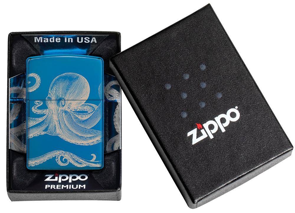 MECHERO ZIPPO PECES AZUL a prueva de viento <